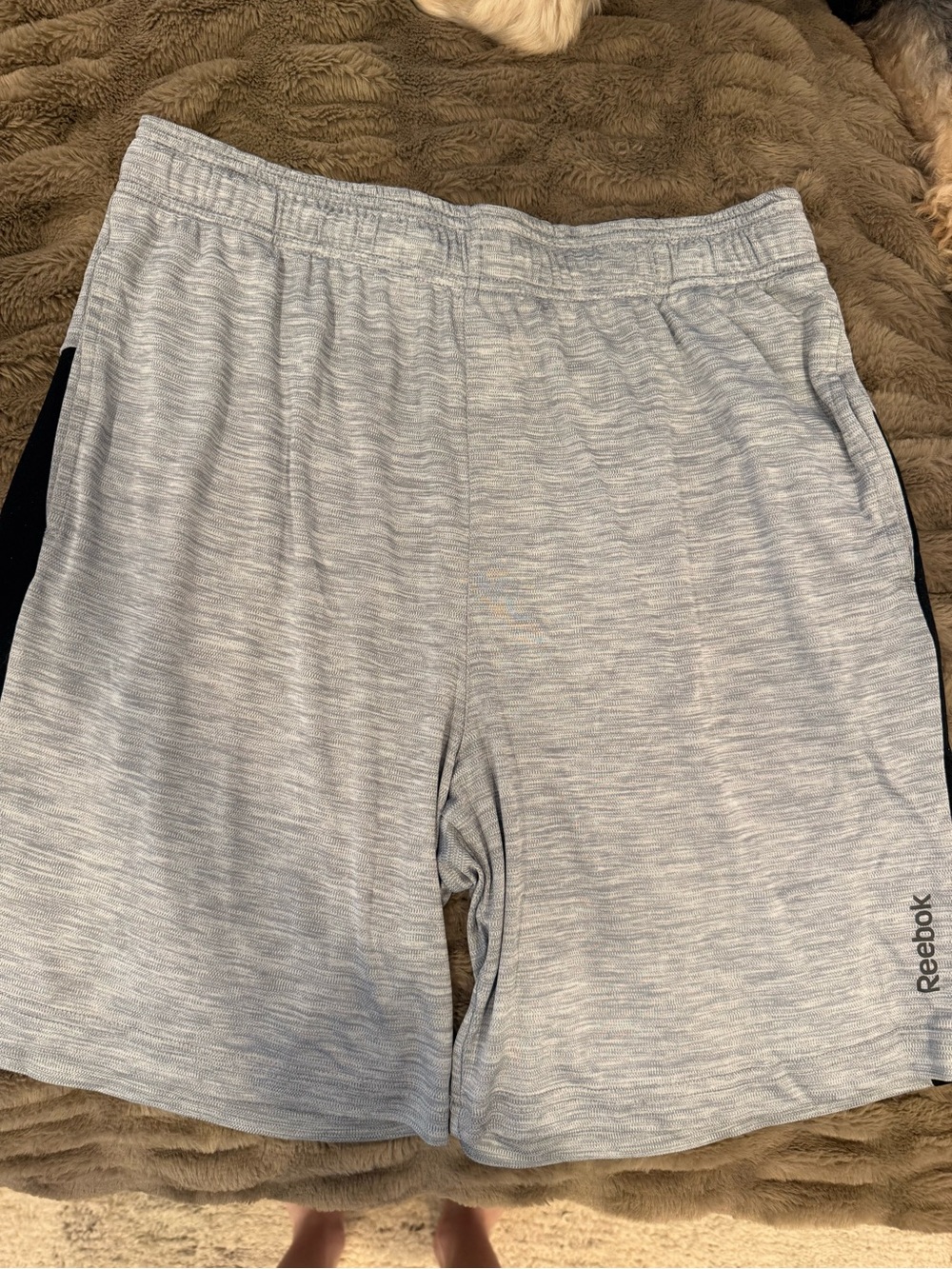Reebok Men's Heather Gray Athletic Shorts with Black Side Panels